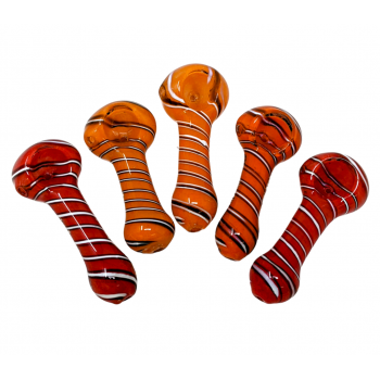 3.5" Frit Candy Cane Swirl Spoon Hand Pipe - (Pack of 5) [ZD238]